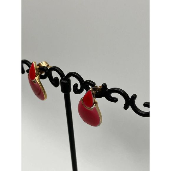 Red Doorknocker Enamel Earrings! - Picture 8 of 11